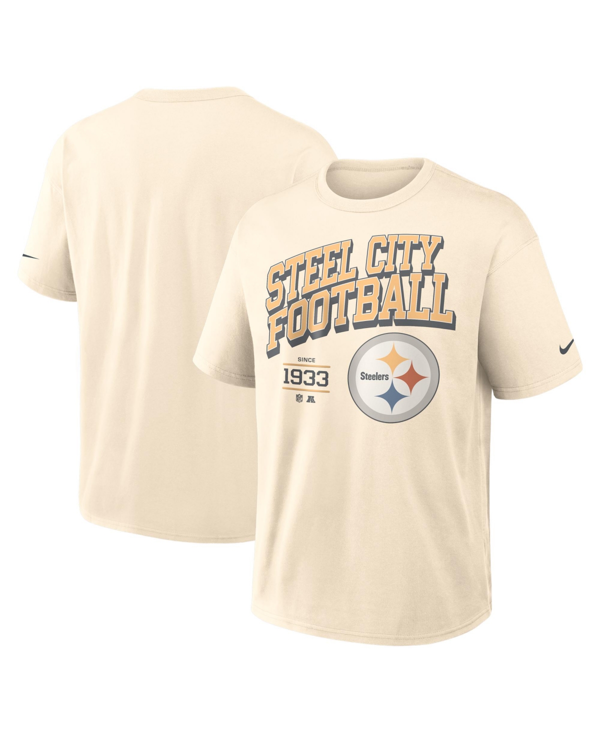 Nike Men's Vintage Mod Blown Away Max90 Pittsburgh Steelers Screen Print T-Shirt - Natural