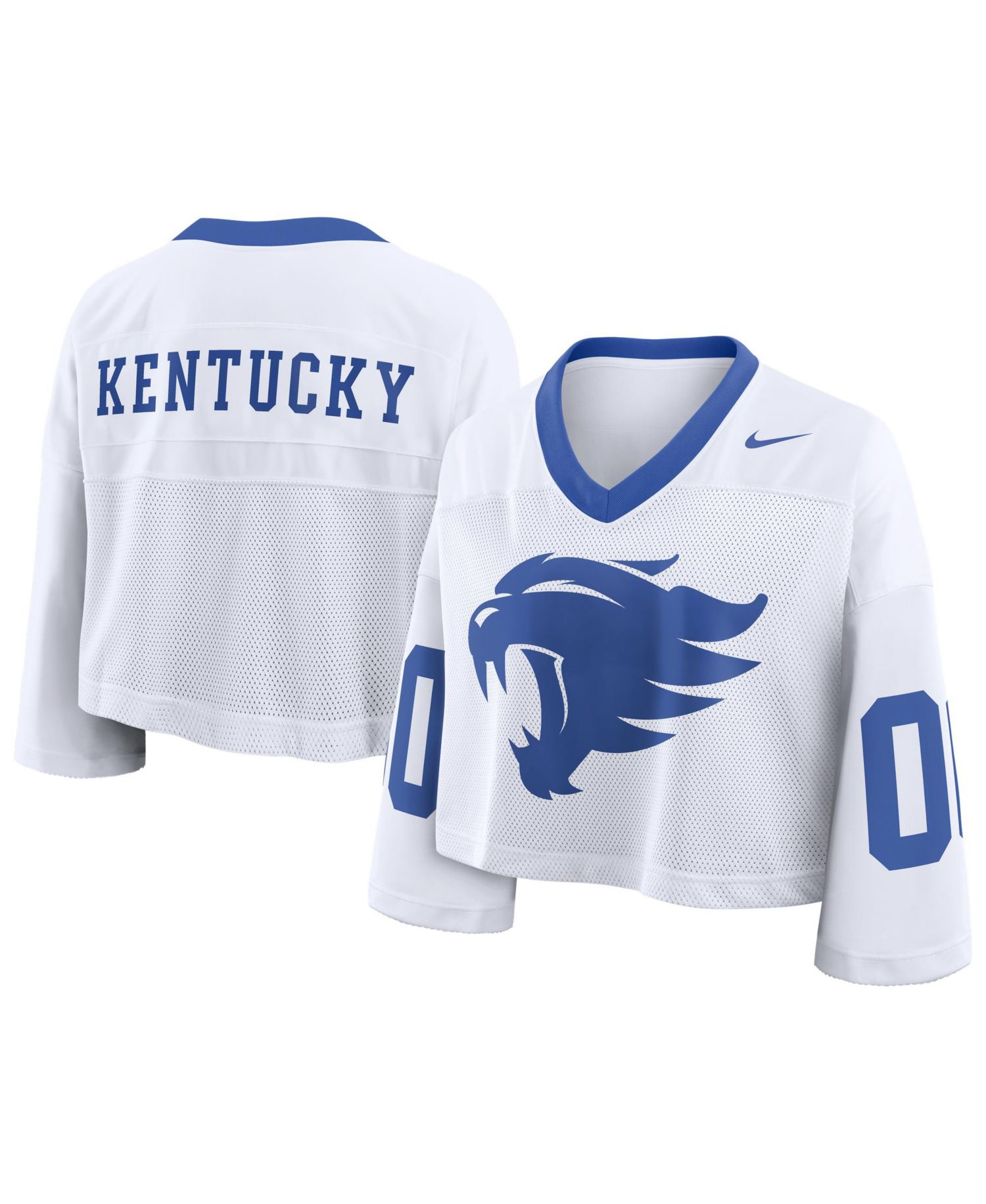 Women's White Kentucky Wildcats Oversized Logo Cropped Fashion Jersey