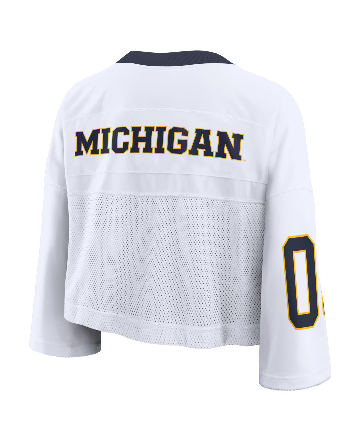 Женское джерси Nike Women's White Michigan Wolverines Oversized Logo Cropped Fashion Jersey — фото 3