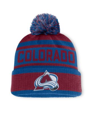 Men's Burgundy/Blue Colorado Avalanche Fundamental Cuffed Knit Hat with Pom