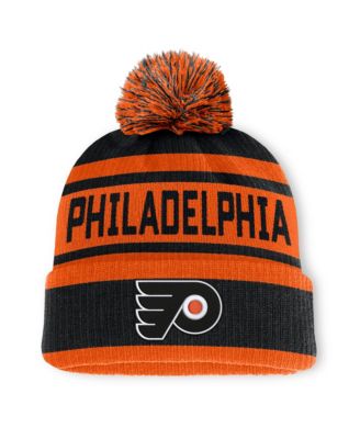 Men's Black/Orange Philadelphia Flyers Fundamental Cuffed Knit Hat with Pom
