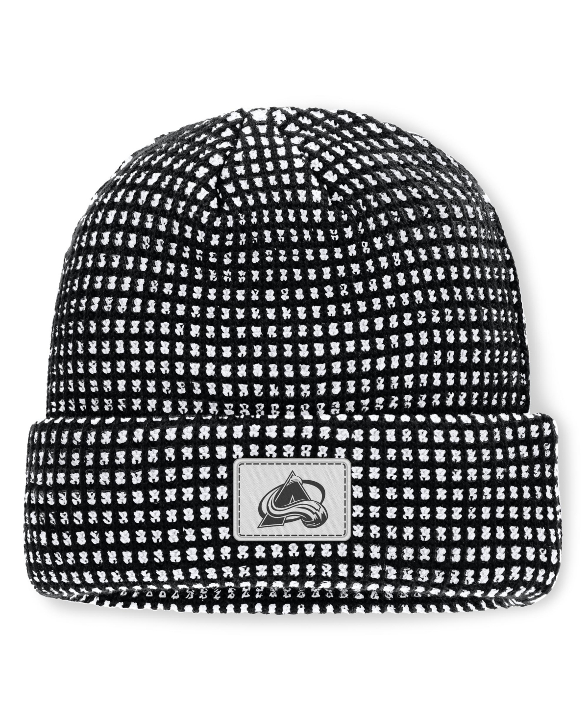 Men's Fanatics Black Colorado Avalanche Fundamental Scheme Ribbed Cuffed Knit Hat - Black, White