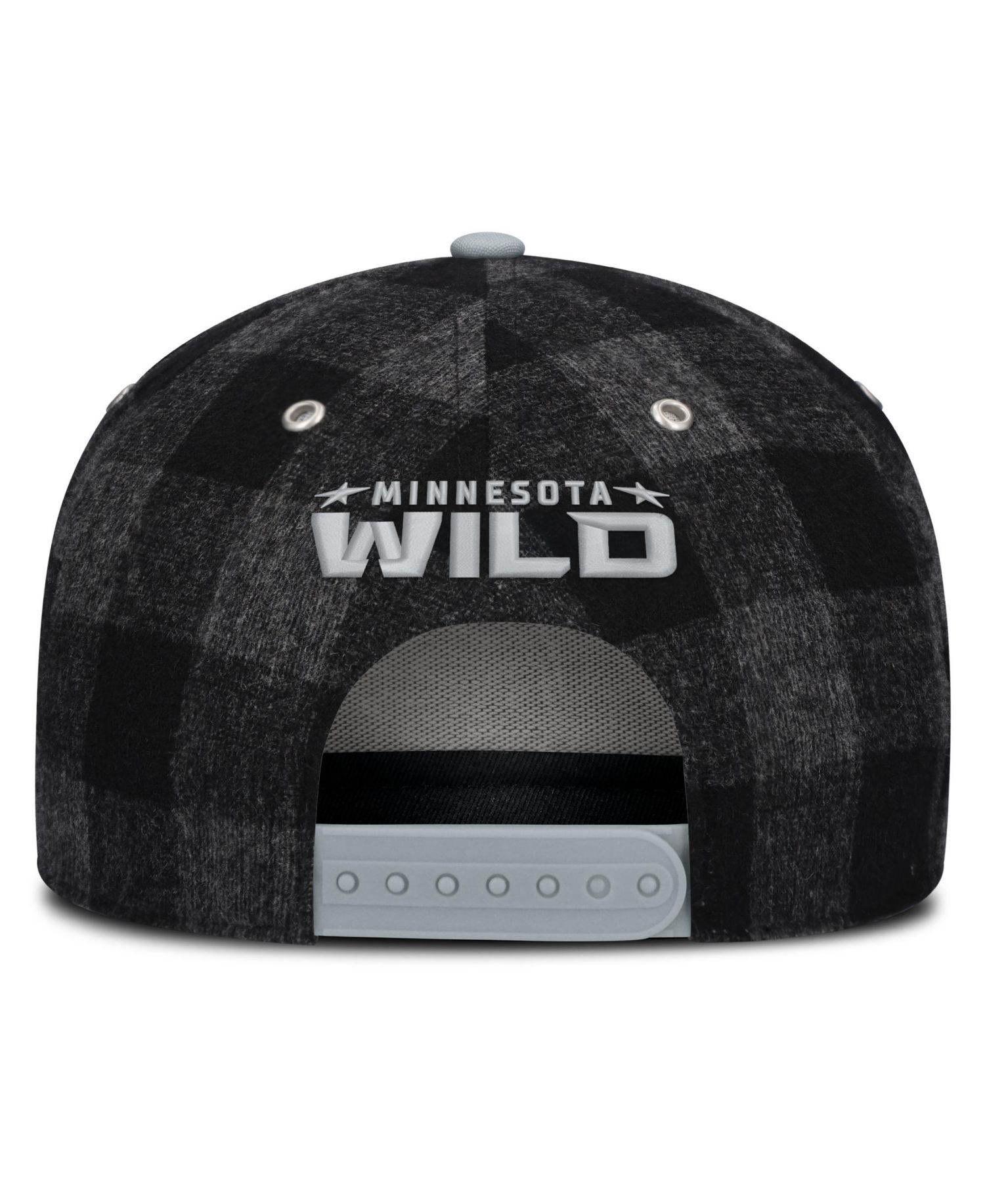 Men's Black/Gray Minnesota Wild Huntsman Plaid A-Frame Adjustable Hat