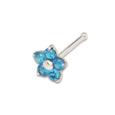 Cubic Zirconia 14K Solid Gold 3mm Flower Nose Stud