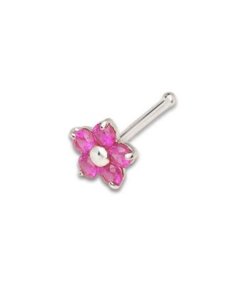 Cubic Zirconia 14K Solid Gold 3mm Flower Nose Stud