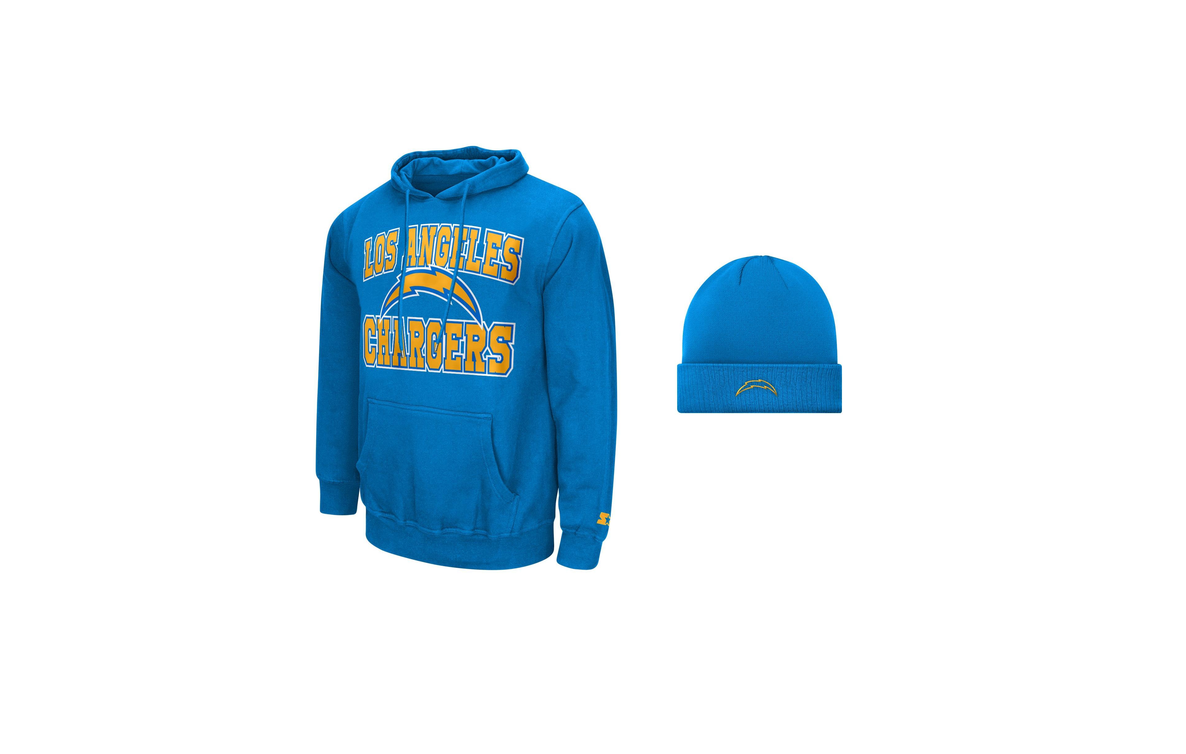 Starter Men's Los Angeles Chargers Fleece-Lined Hoodie and Cuffed Knit Hat, 2-Piece Set