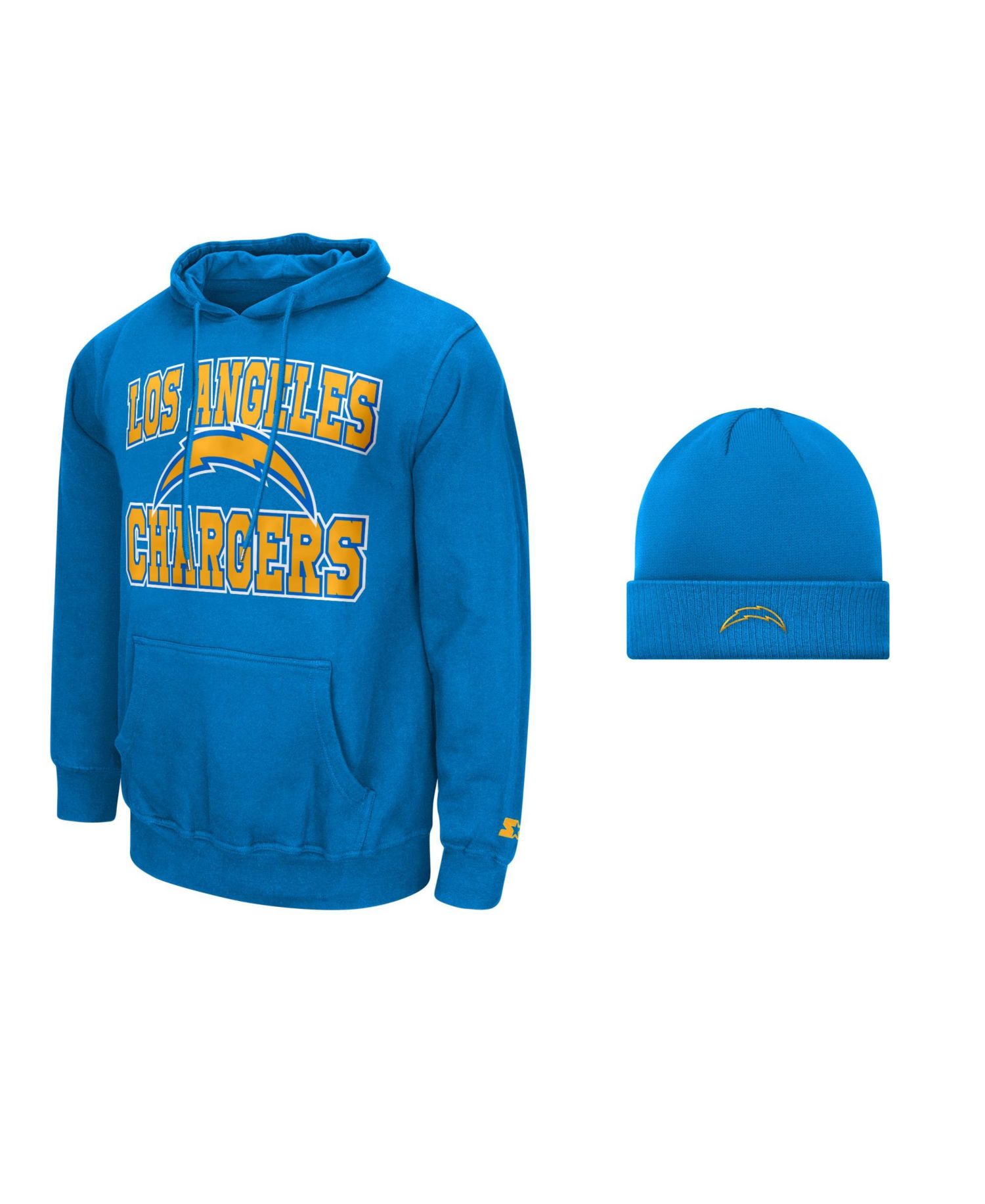 Men's Light Blue Los Angeles Chargers Hoodie and Cuffed Knit Hat Combo Pack