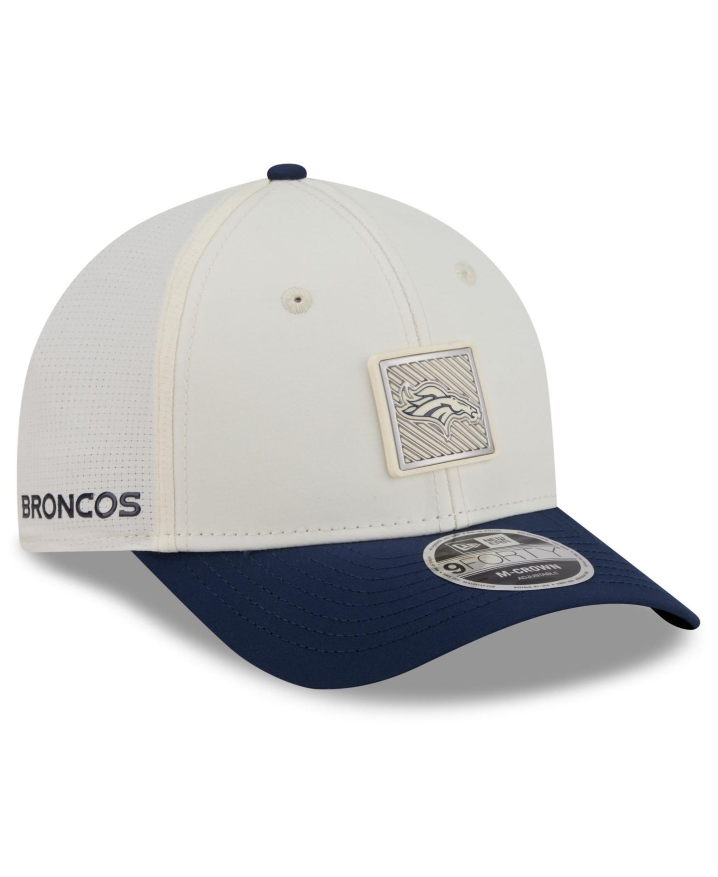 Детская кепка New Era Cream/Navy Denver Broncos 2026 Training Camp 9FORTY M-Crown Adjustable Hat — фото 1