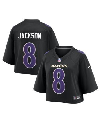 Women's Lamar Jackson Black Baltimore Ravens Cropped Fashion Game Jersey