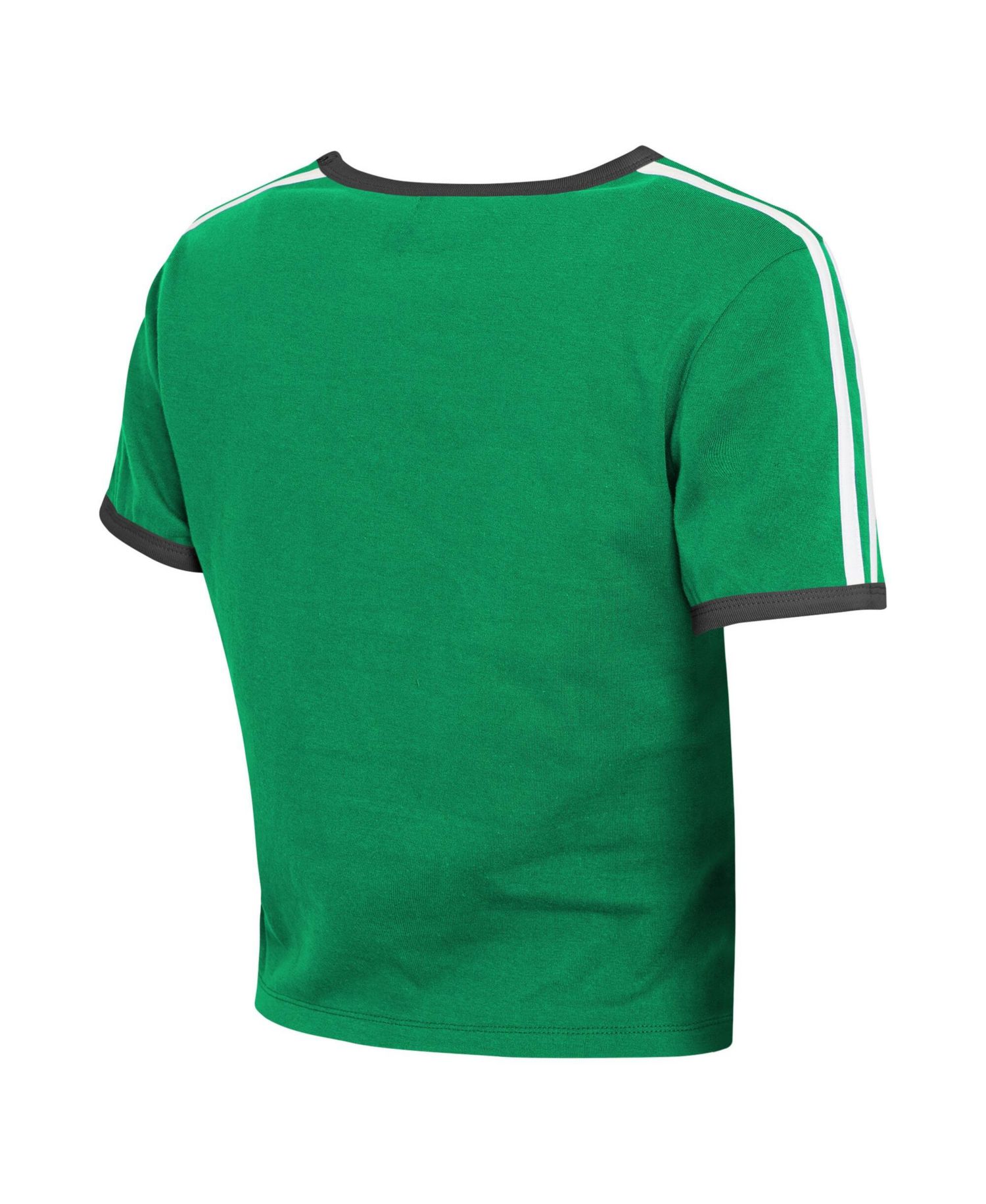 Women's Kelly Green Philadelphia Eagles Cropped Throwback Ringer Baby T-Shirt