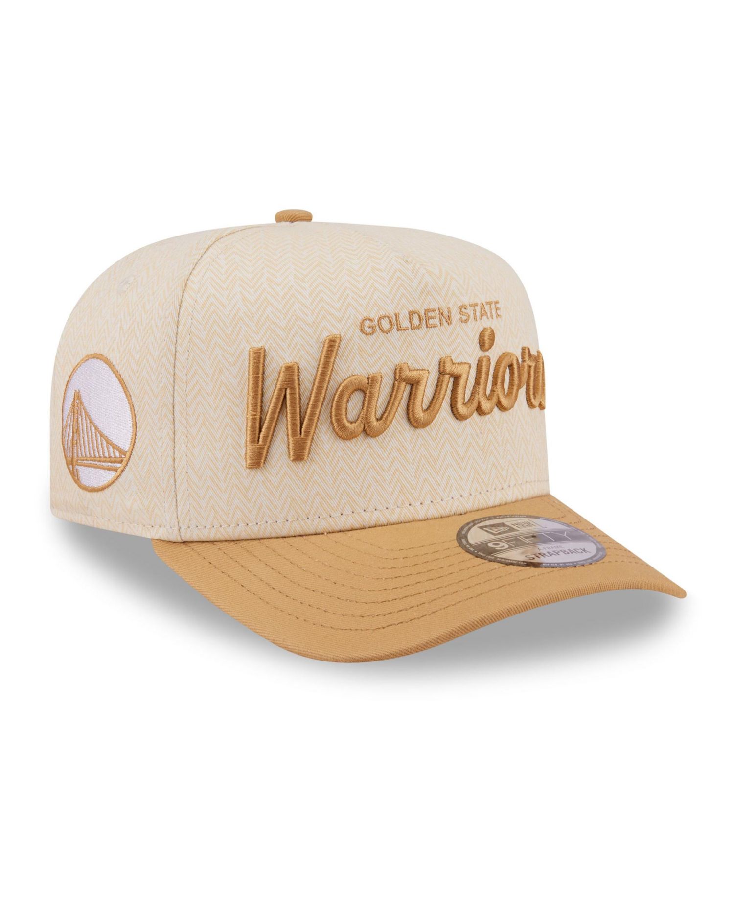 Men's Cream Golden State Warriors Herringbone 9FIFTY A-Frame Snapback Hat