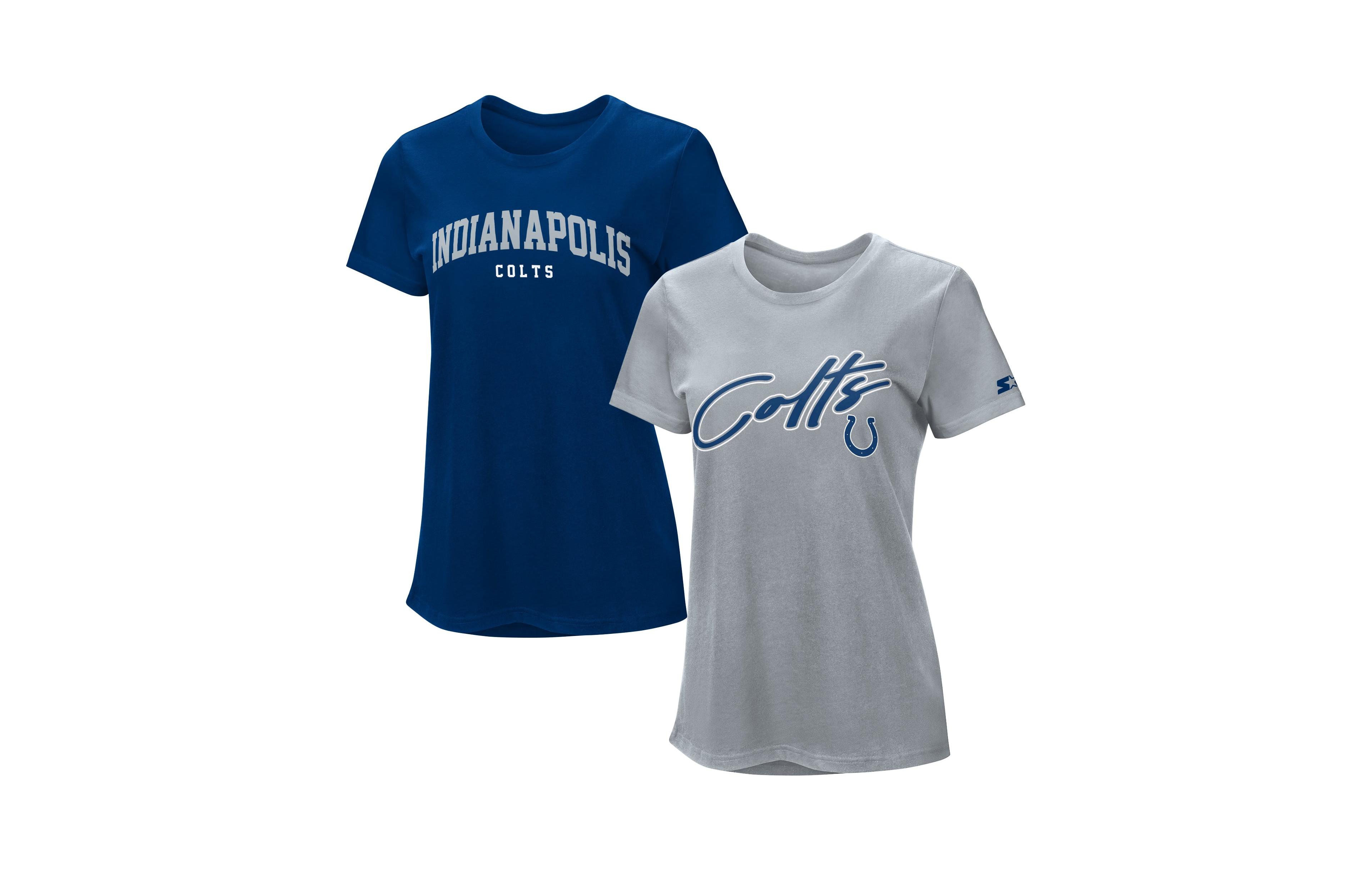 Starter Women's Indianapolis Colts Screen Print Graphics T-Shirts, 2-Piece Set