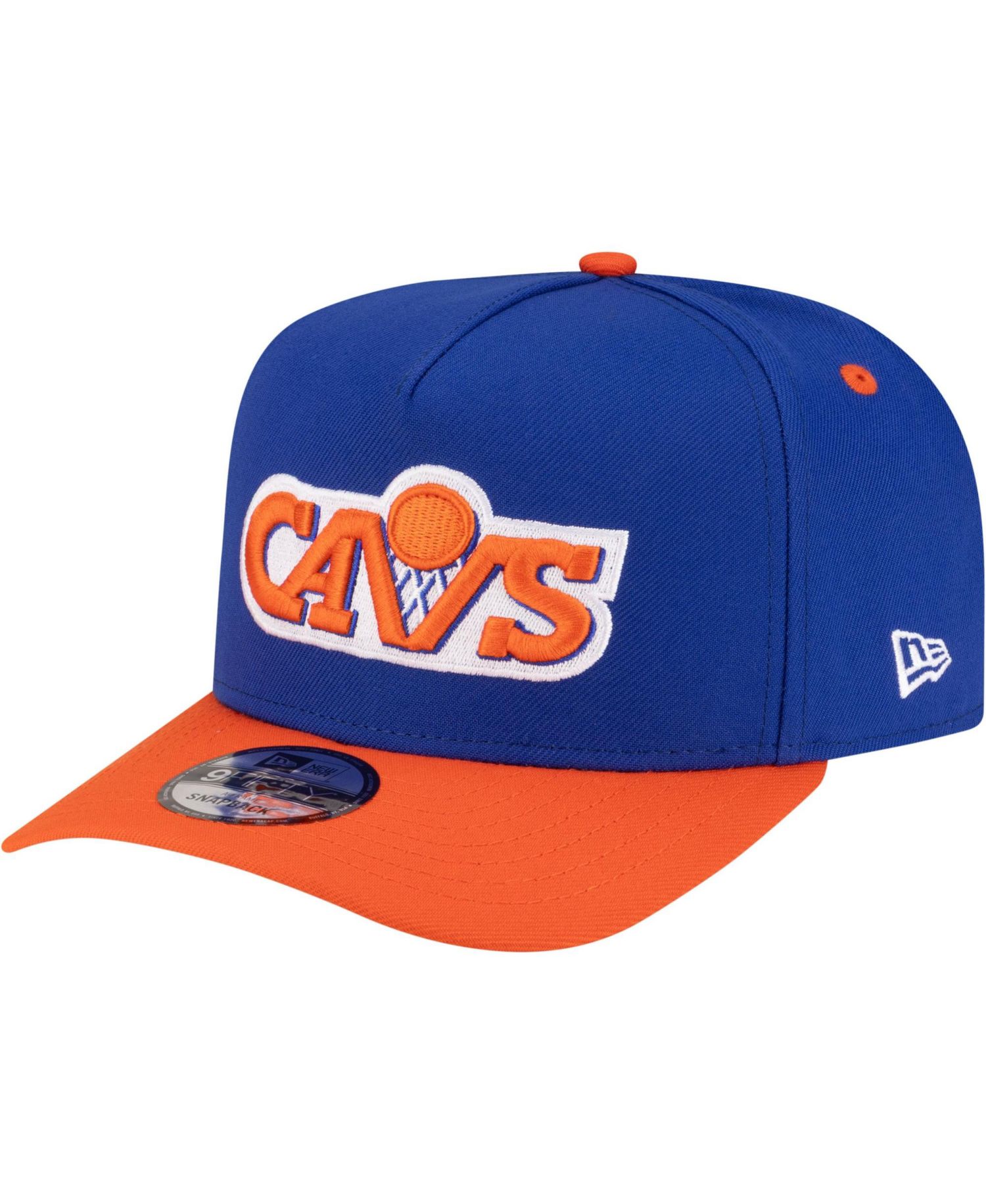 Men's Blue/Orange Cleveland Cavaliers 80s Throwback A-Frame 9FIFTY Snapback Hat