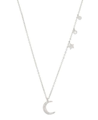 Cubic Zirconia Moon and Star Necklace