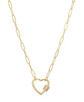 Women's Silver-Tone Cubic Zirconia Heart Chain Necklace
