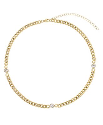 Women's Crystal Dotted Curb Adjustable Necklace