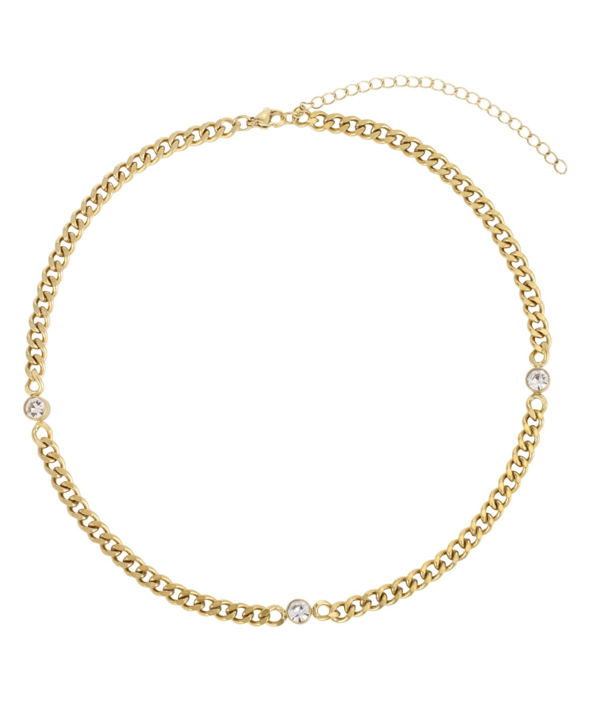 Adornia Women's Crystal Dotted Curb Adjustable Necklace