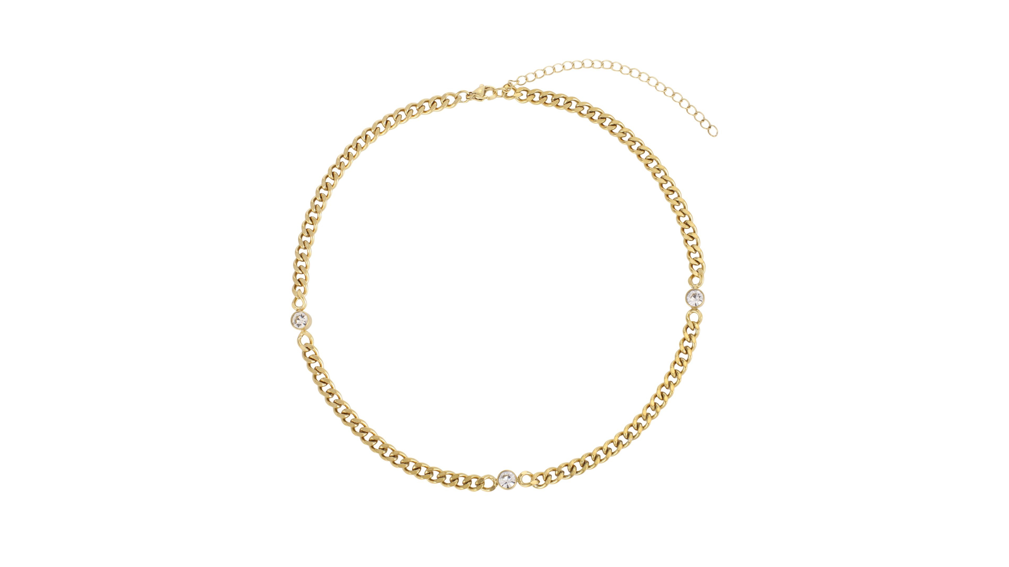 Adornia Women's Crystal Dotted Curb Adjustable Necklace