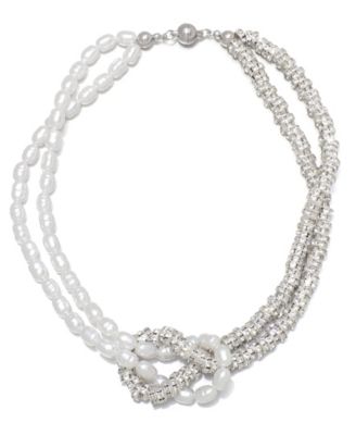 Imitation Pearl Knotted Beaded Choker Necklace