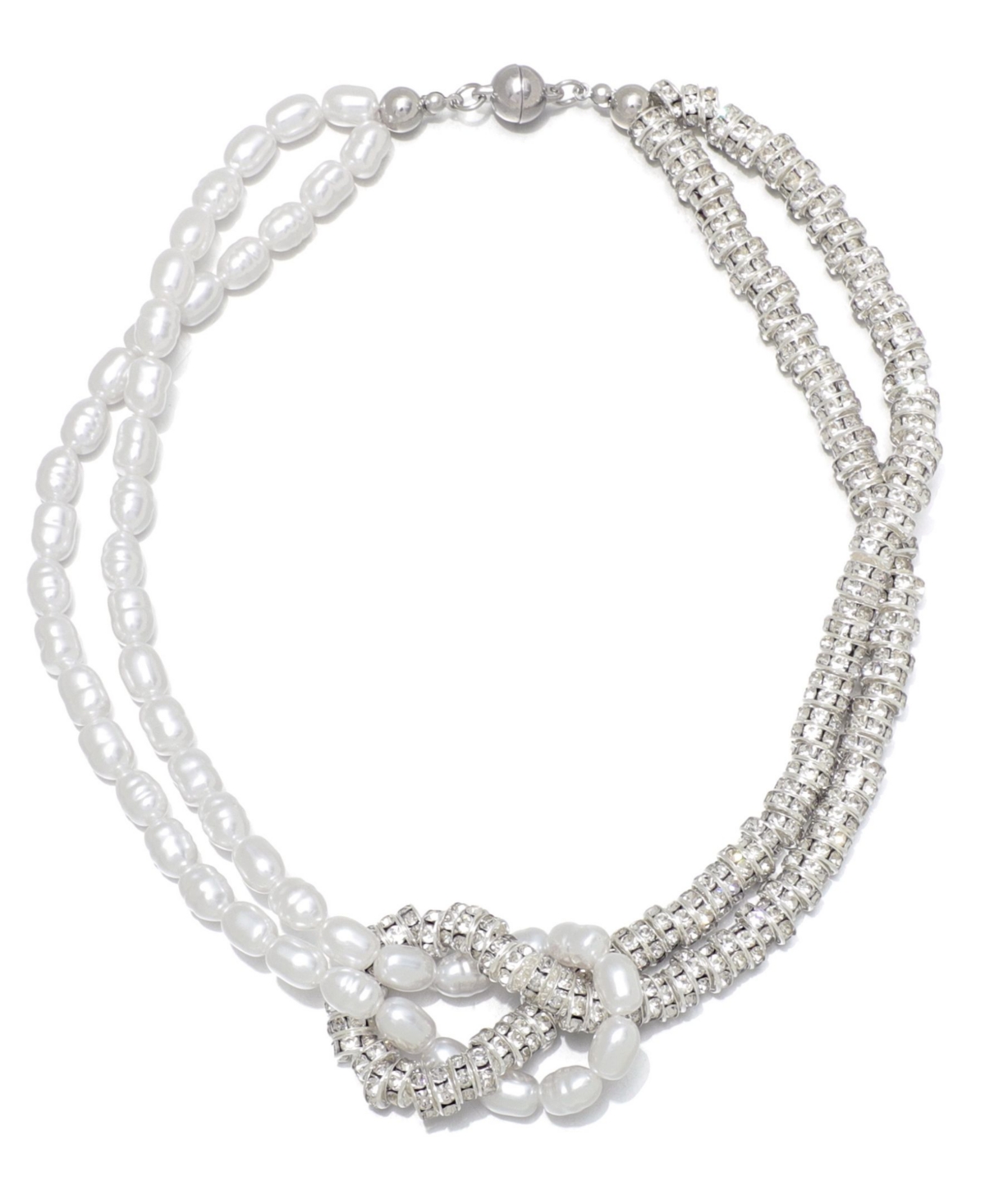 Adornia Imitation Pearl Knotted Beaded Choker Necklace