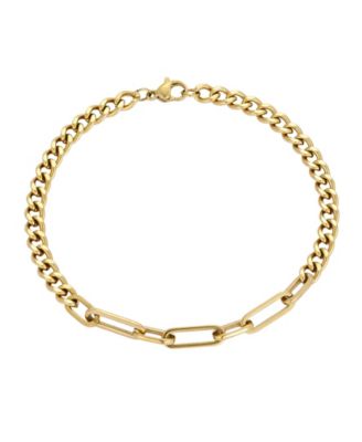 Men's Gold-Tone Stainless Steel Mixed-Metal Link & Chain Bracelet