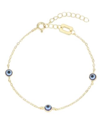 Women's Gold-Tone Adjustable Blue Evil Eye Bracelet