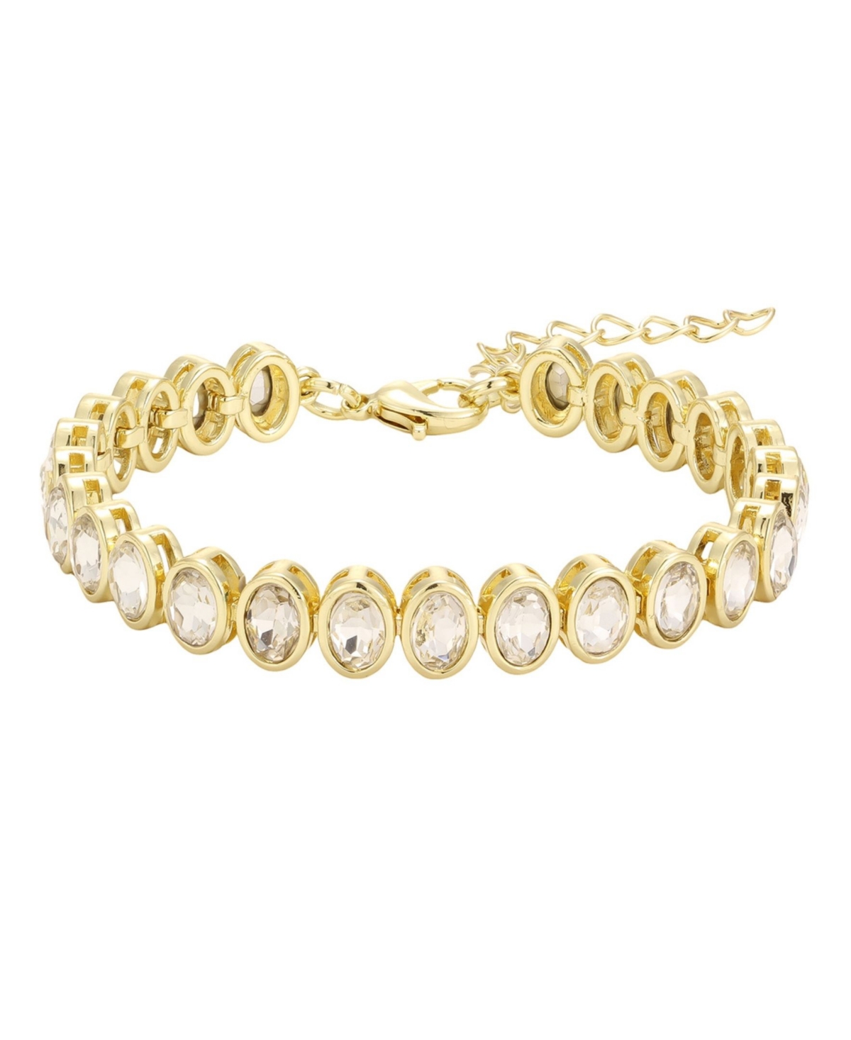 Adornia Women's Gold-Plated Crystal Adjustable Oval Tennis Bracelet - Gold