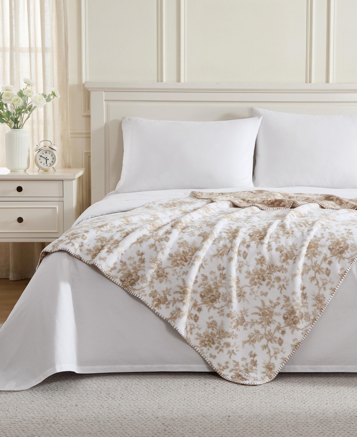 Laura Ashley Walled Garden Reversible Throw, 70" x 50" - Mocha