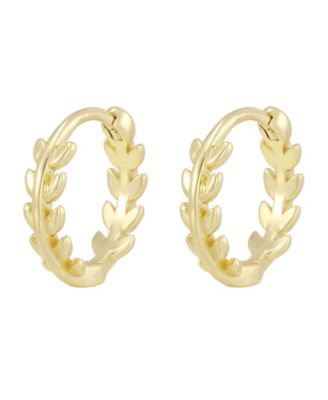 Silver Leaf Small Huggie Earrings