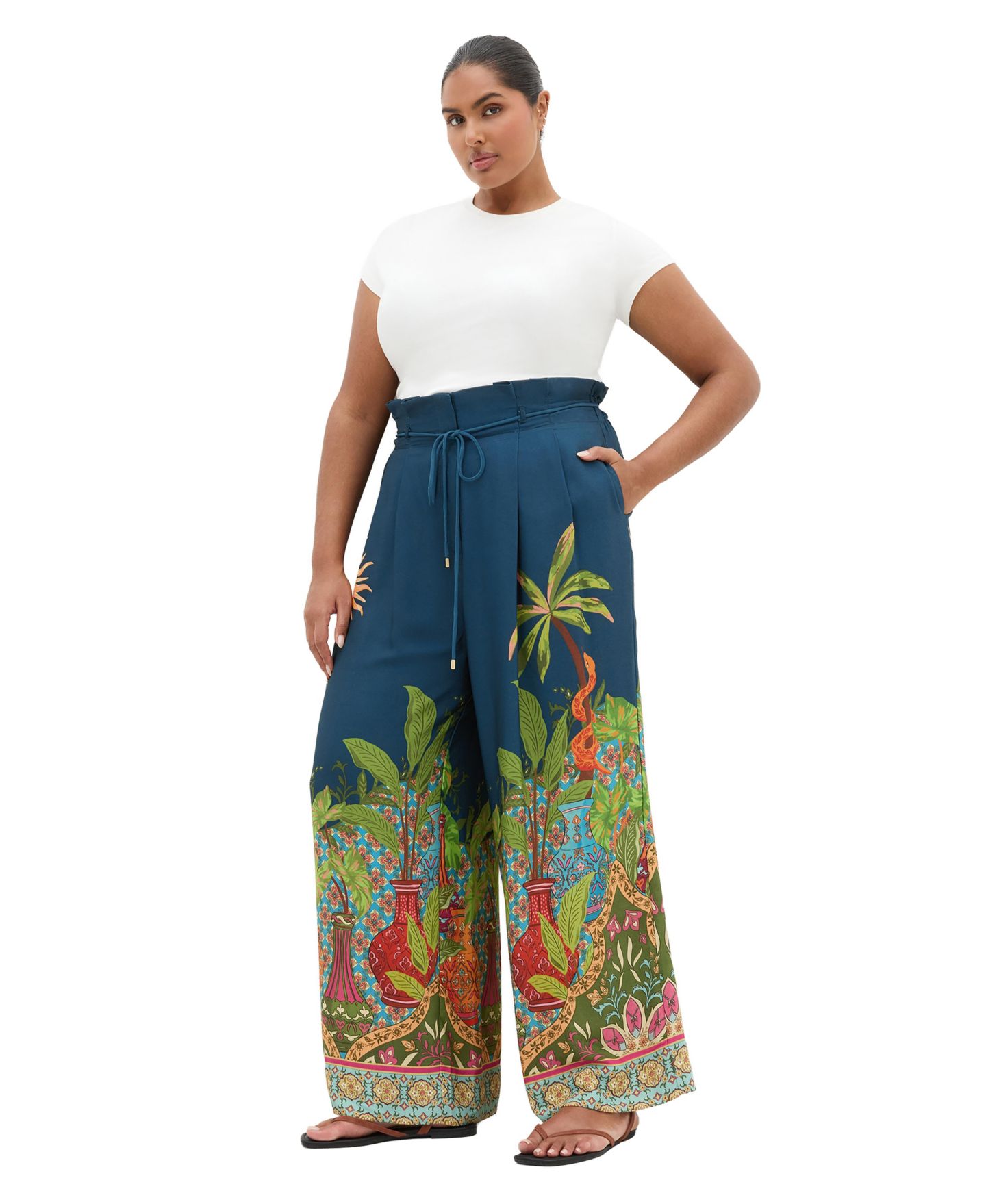 Женские брюки CITY CHIC Plus Size Fools Paradise High-Rise Print Wide-Leg, цвет: Fools Paradise Plc — фото 3