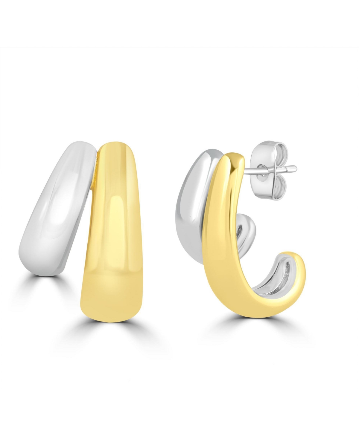 Simona Women's Polished Two-Tone Half Hoop Earrings