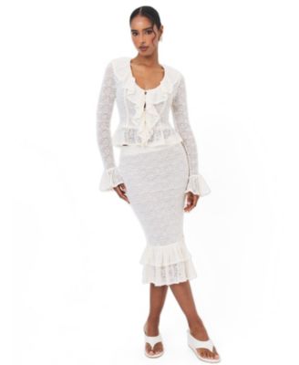 Women's Urvi Crochet Ruffled Midi Skirt