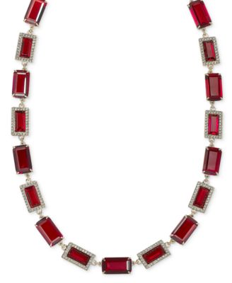 Gold-Tone Crystal Baguette Collar Necklace, 17"