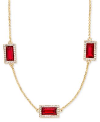 Rhodium-Tone Mixed Metal Cubic Zirconia 16" Station Collar Necklace