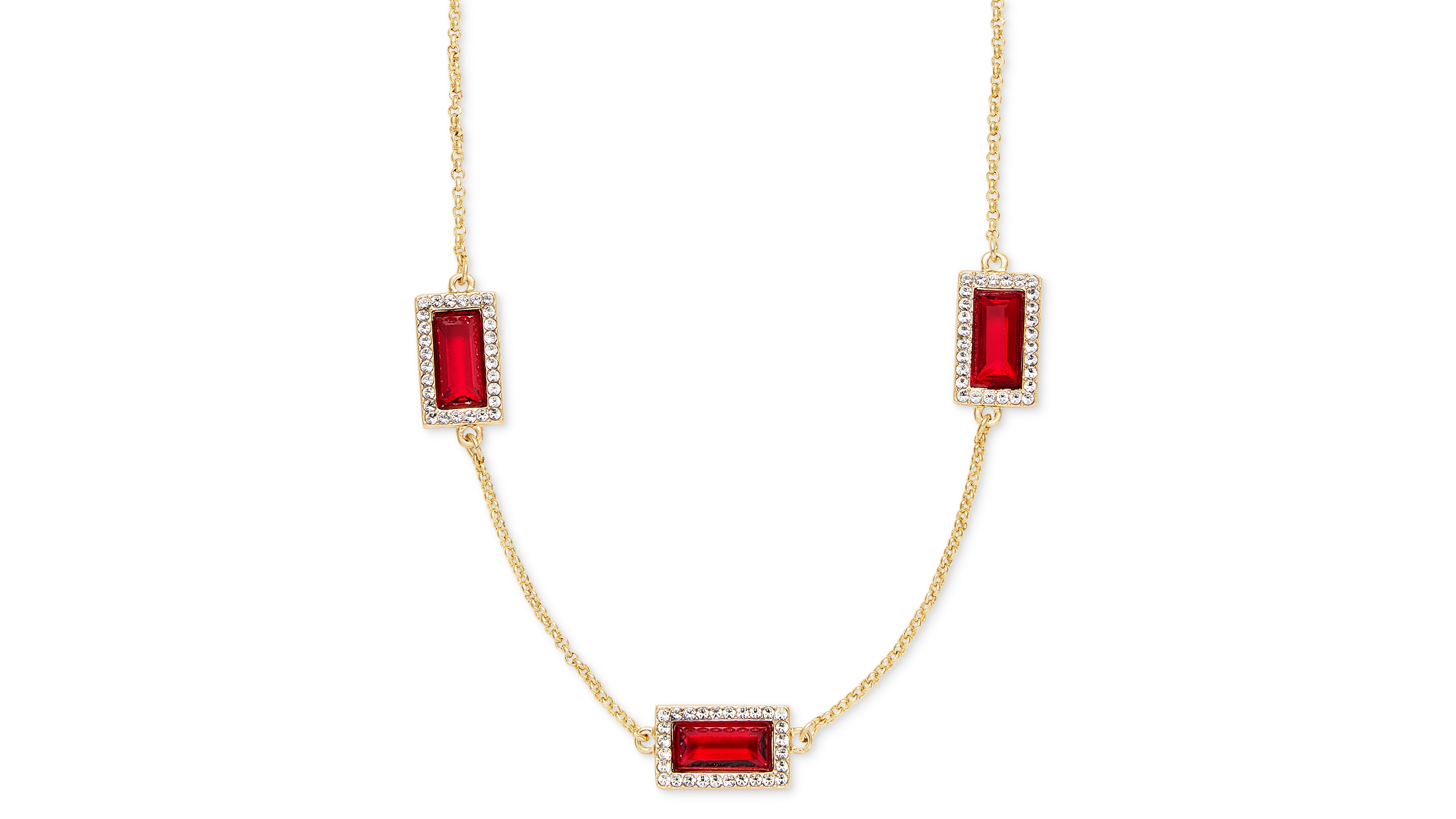 Lauren Ralph Rhodium-Tone Mixed Metal Cubic Zirconia 16" Station Collar Necklace