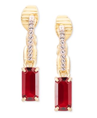 Gold-Tone Siam 14MM Hoop Drop Clip-On Earrings