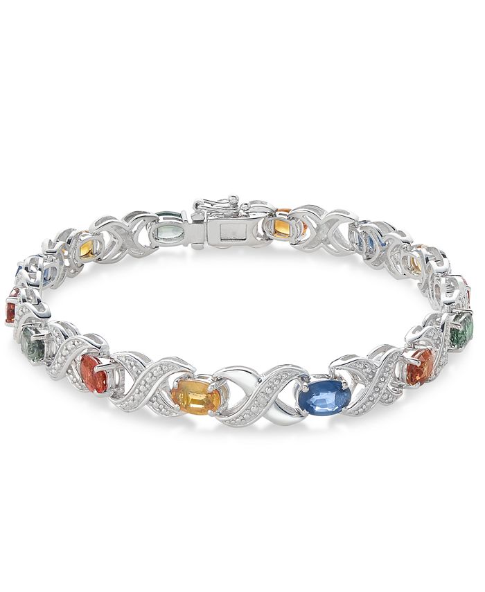 Macy's MultiSapphire (8 ct. t.w.) and Diamond Accent Link Bracelet in