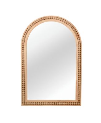 20x30 Inch Wood Arch Wall Mirror Beaded Solid Wood Frame Rustic Farmhouse Decor Mirror Vintage Hanging Vanity Mirror for Home Wall Decor