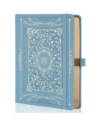 B5 Lined College Ruled Notebook Hardcover Thick Paper Numbered Pages with Ribbons Pocket Pen Holder Elastic Band