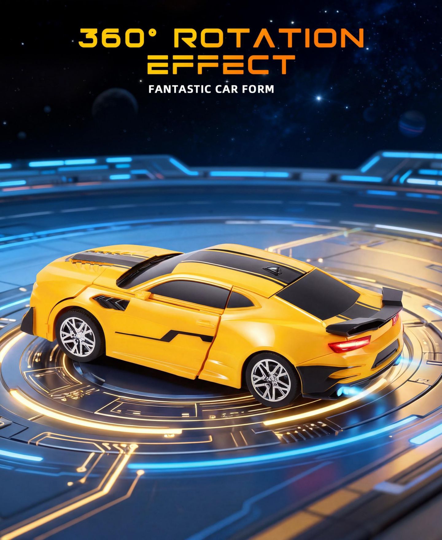 Детская игрушка SUGIFT 1:18 RC Transforming Robot Car with LED Lights and 360-Degree Rotation, цвет: Жёлтый — фото 4