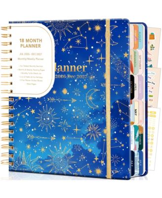 18 Month Weekly Monthly Hardcover Planner with Stickers Tabs Spiral Bound
