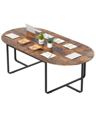 95 Inch Oval Conference Industrial Executive Table with Dual Cable Holes