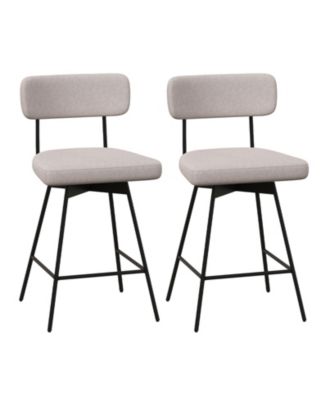 25 in 2-Piece Modern Upholstered Bar Stools with Back and Footrests