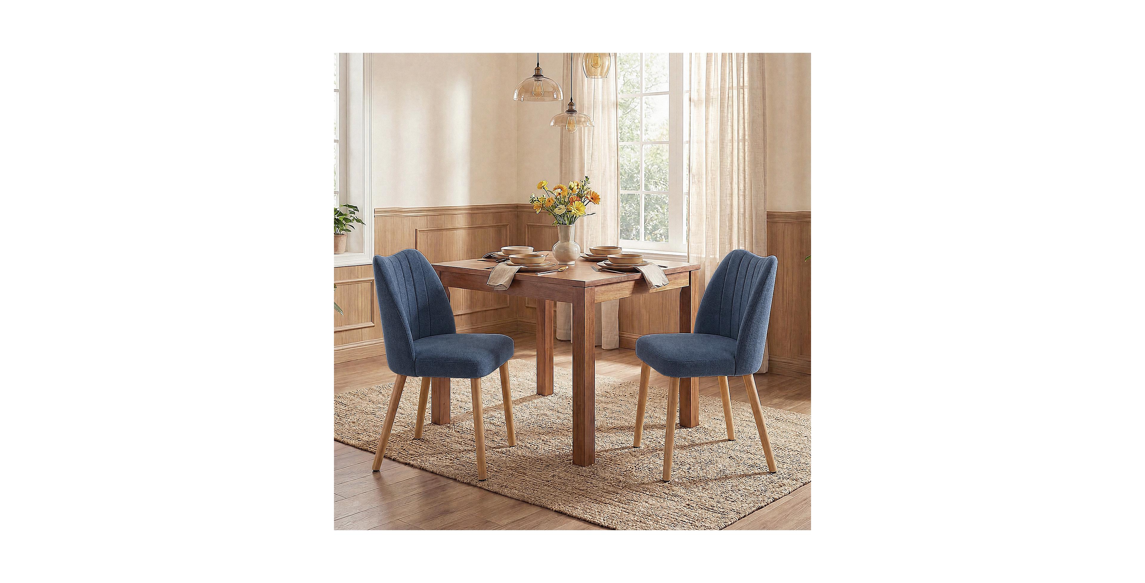 gaomon Set of 2 Modern Linen Dining Chairs – Ergonomic Backrest Sturdy Wood Legs, Comfortable Design for Kitchen, Room, Bedroom