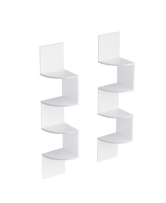 4-Tier Wall Mounted Corner Shelves, Set of 2, Display Shelves, Corner Bookshelves, for Living Room, Bedroom