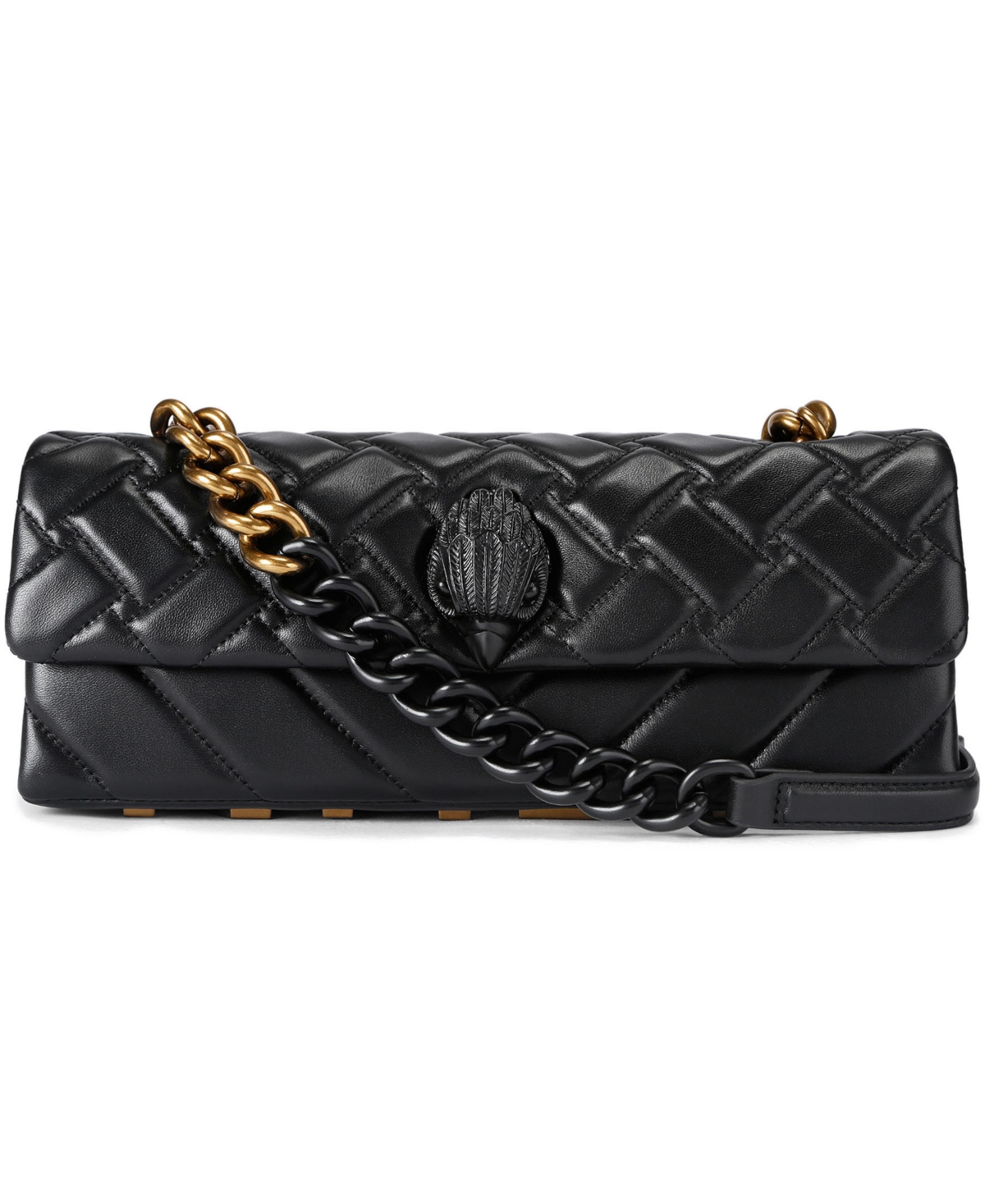 Kurt Geiger Kensington East West Quilted Small Shoulder Handbag In Black