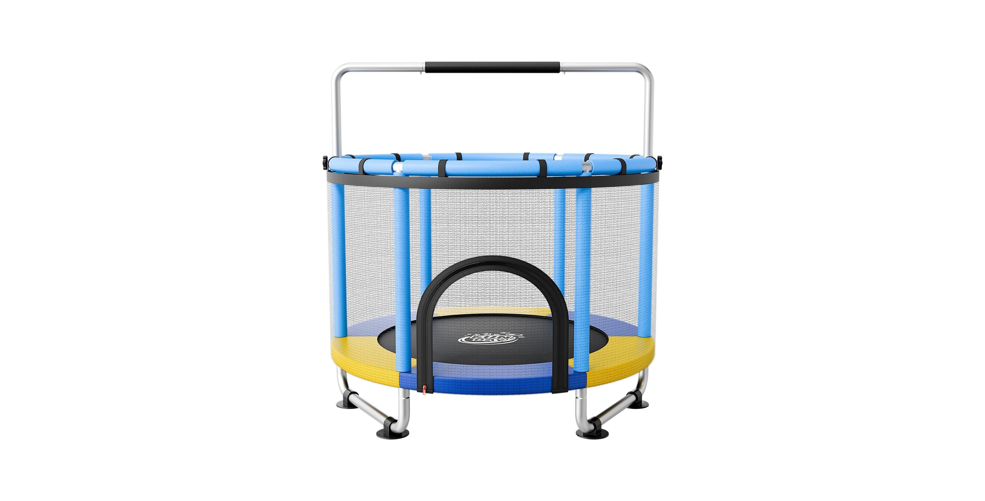 Sugift 60 In Mini Trampoline for Kids with Enclosure Net Adjustable Gymnastics Bar and Accessories