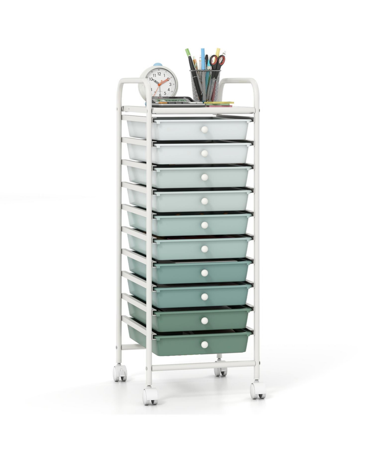 Mecale 10-Drawer Rolling Storage Cart with Removable Drawers