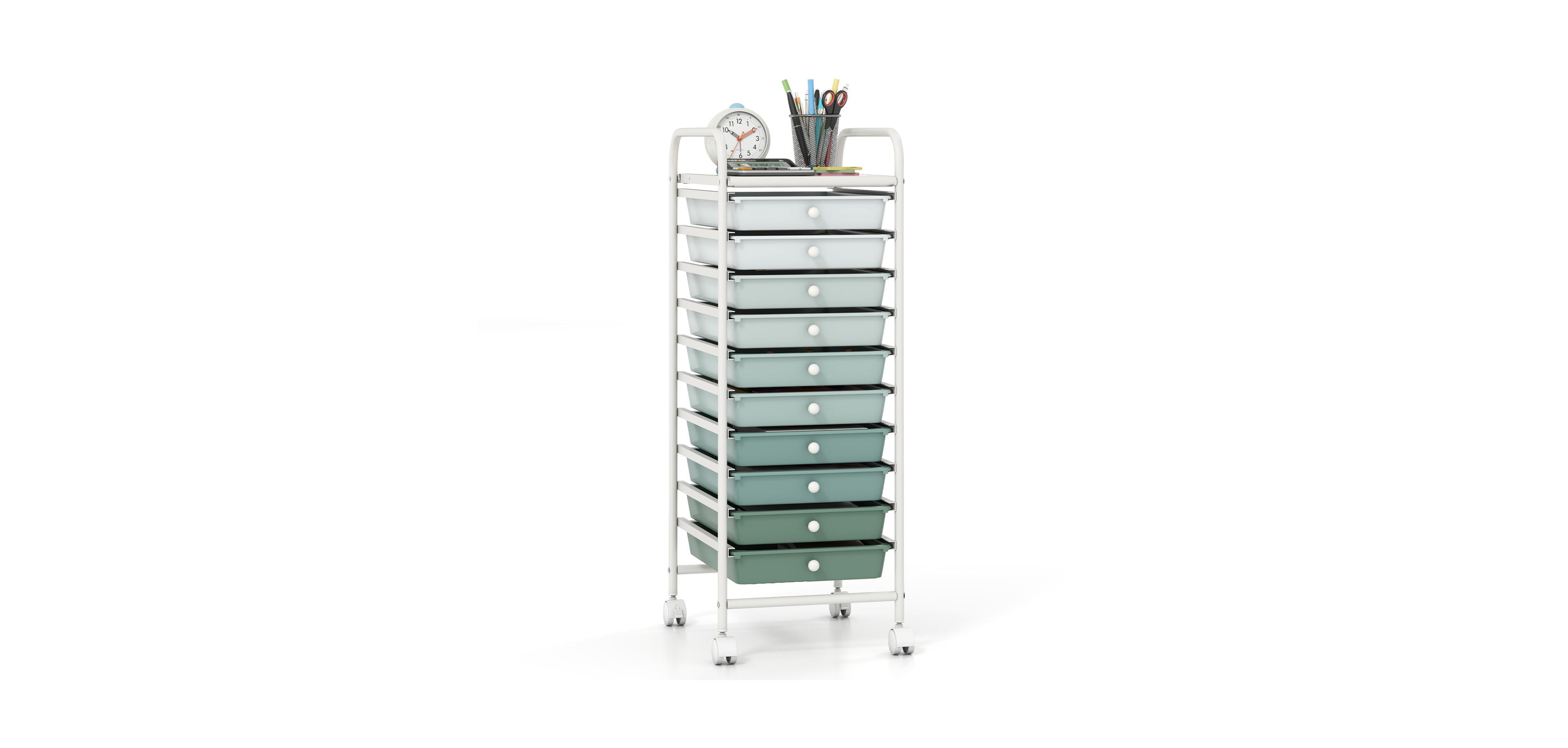 Mecale 10-Drawer Rolling Storage Cart with Removable Drawers