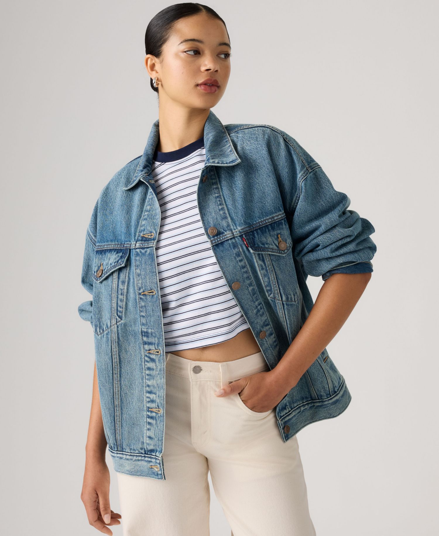 Women's Trucker Denim Oversized-Fit Jacket